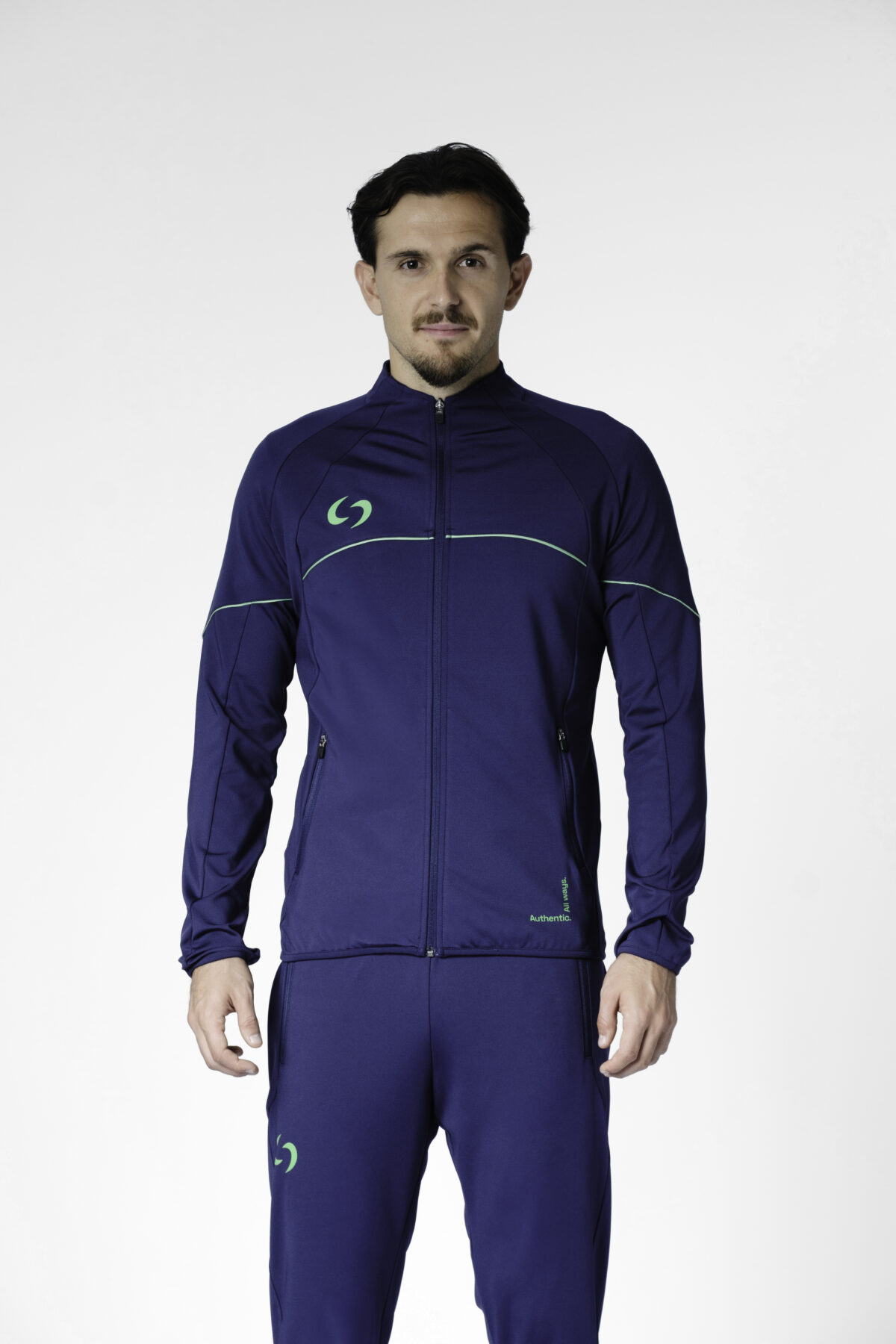 S-cut training tracksuit jacket (navy blue/green)