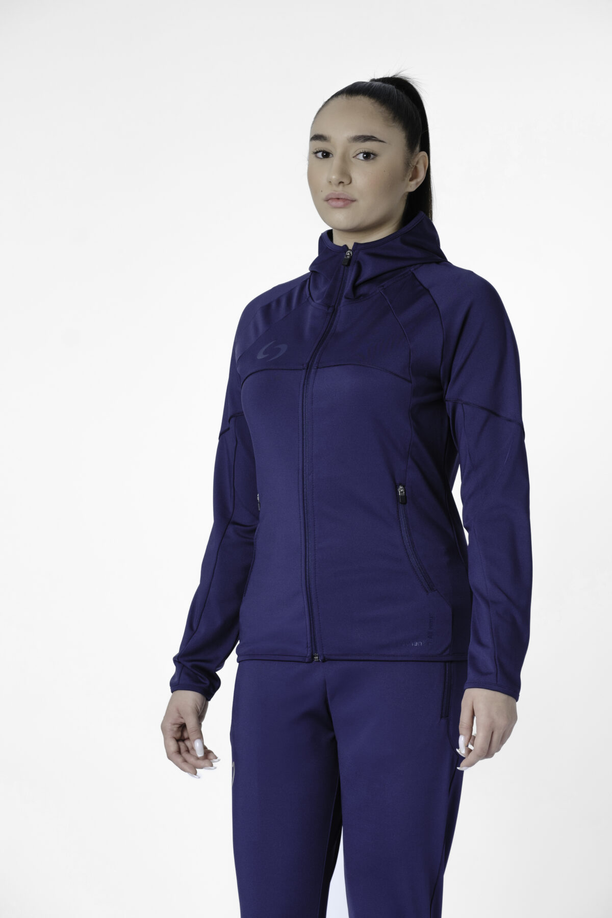 S-cut tracksuit jacket with hood (navy blue/navy blue)