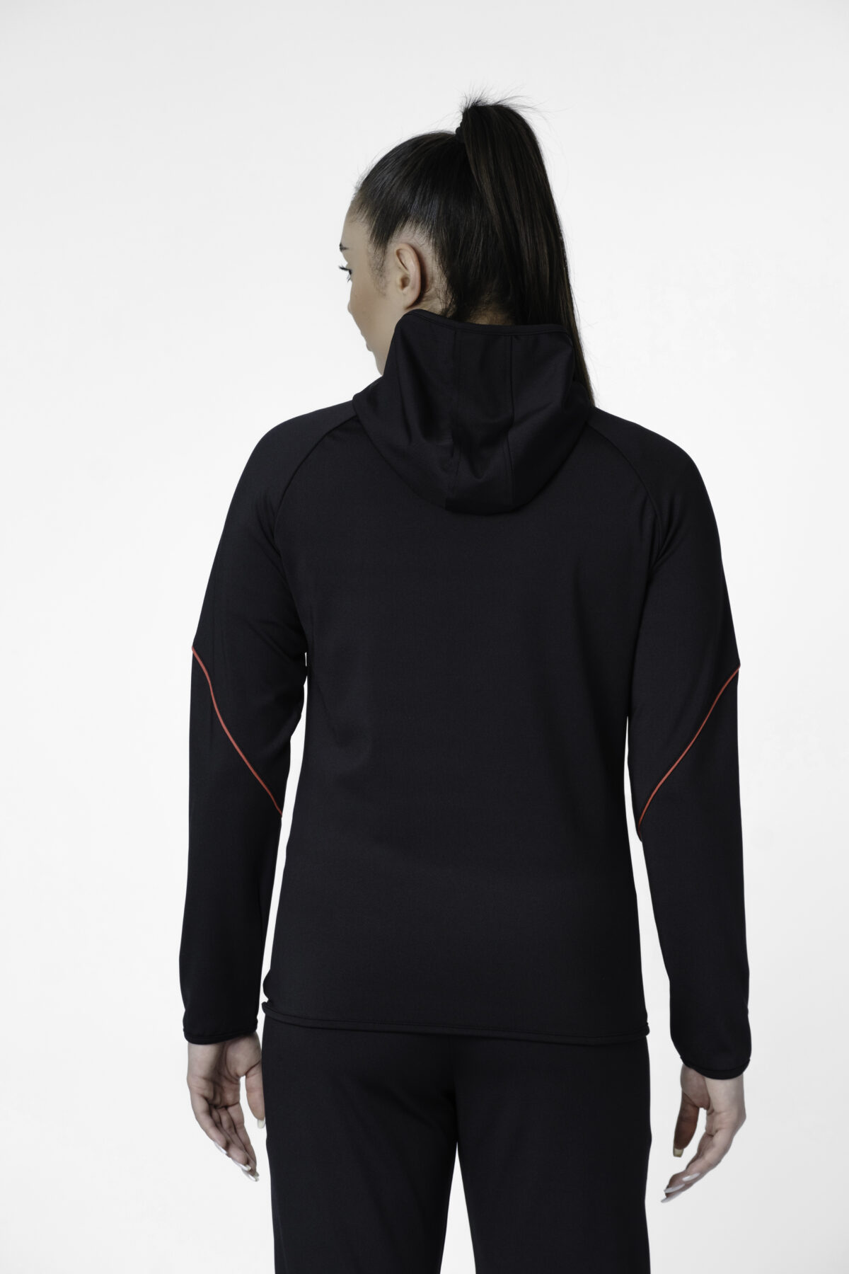 S-cut tracksuit jacket with hood (black/red) - Image 3