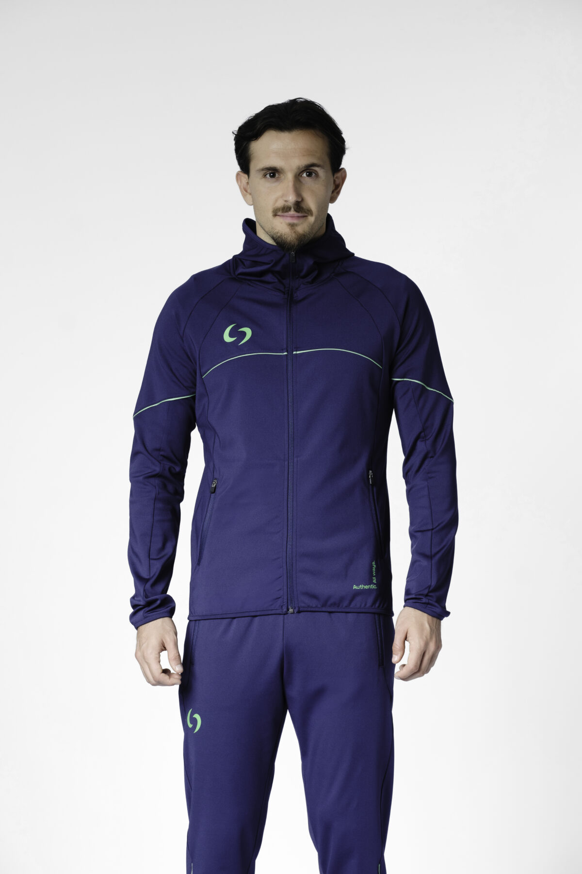 S-cut tracksuit jacket with hood (navy blue/navy blue) - Image 2