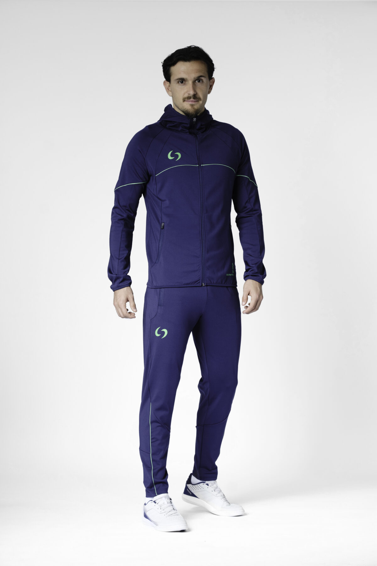 S-cut training tracksuit bottoms (navy blue/green) - Image 3