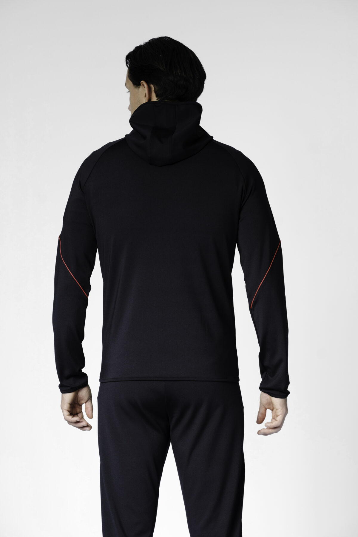 S-cut tracksuit jacket with hood (black/red) - Image 2